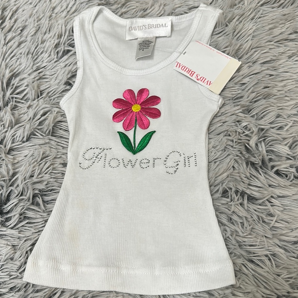 David's Bridal White Flower Girl Tank Top